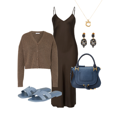 Outfit Inspiration Satin Kleid